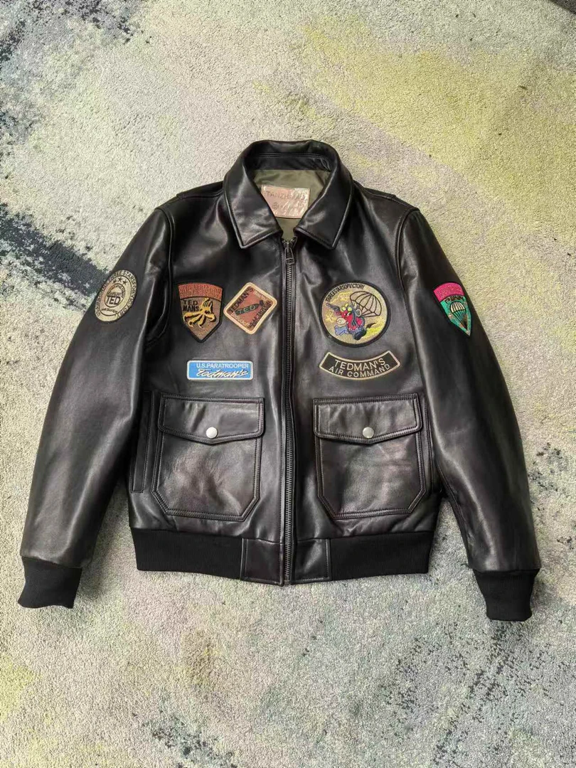 G3绵羊油蜡美式复古真皮皮衣翻领复古机车夹克男士休闲