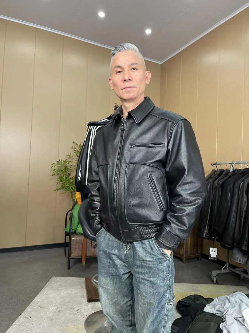 单款头层牛皮复古港风休闲皮夹时尚年轻怀旧复古防风保暖