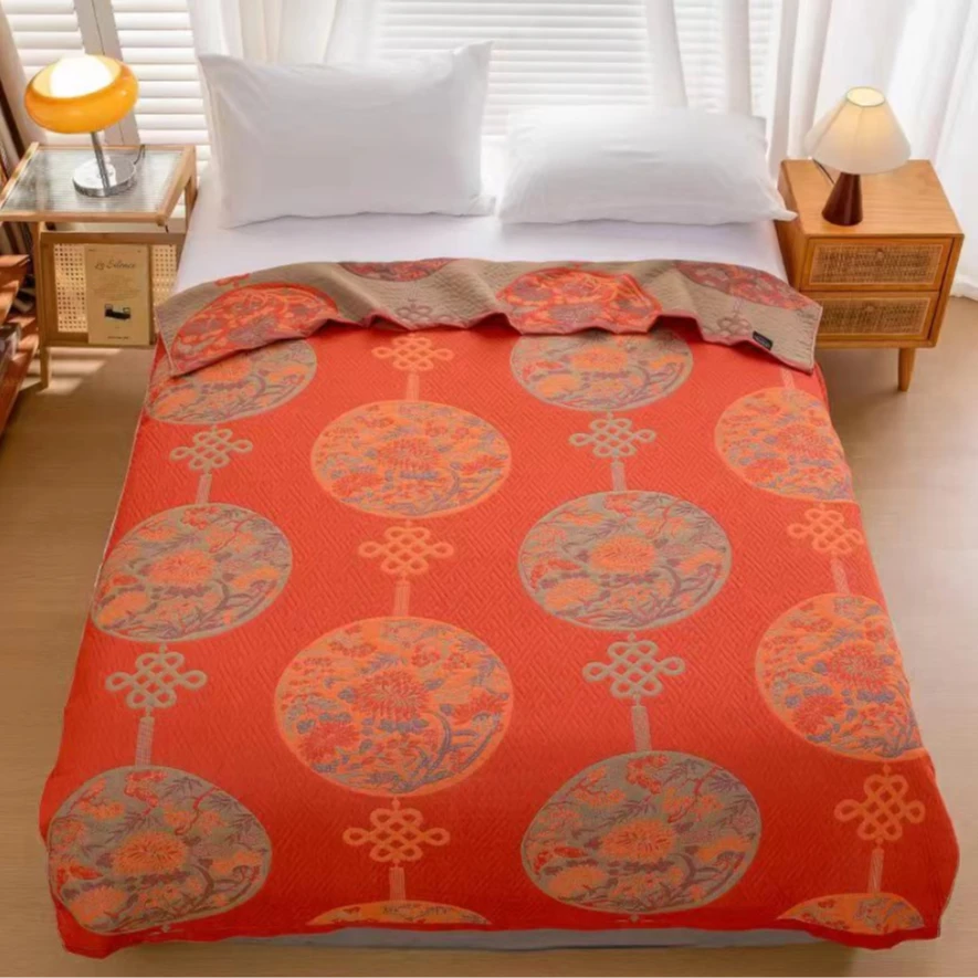 【吉祥中国节】双面亲肤加厚多功能纱布盖毯150*200