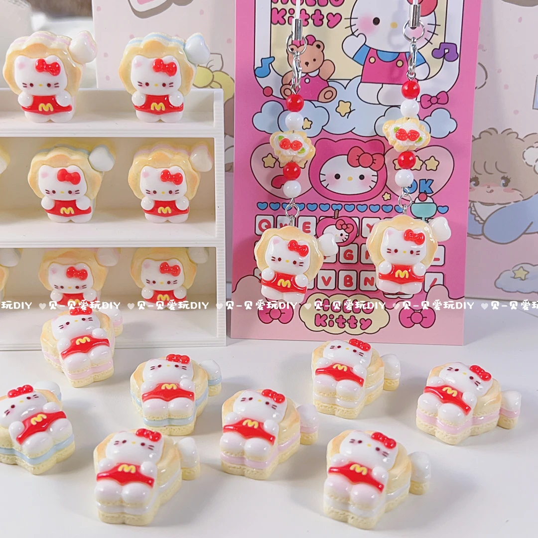 【kitty鸡腿马卡龙】手工树脂DIY仿真食玩卡通配件/儿童 FIDIY
