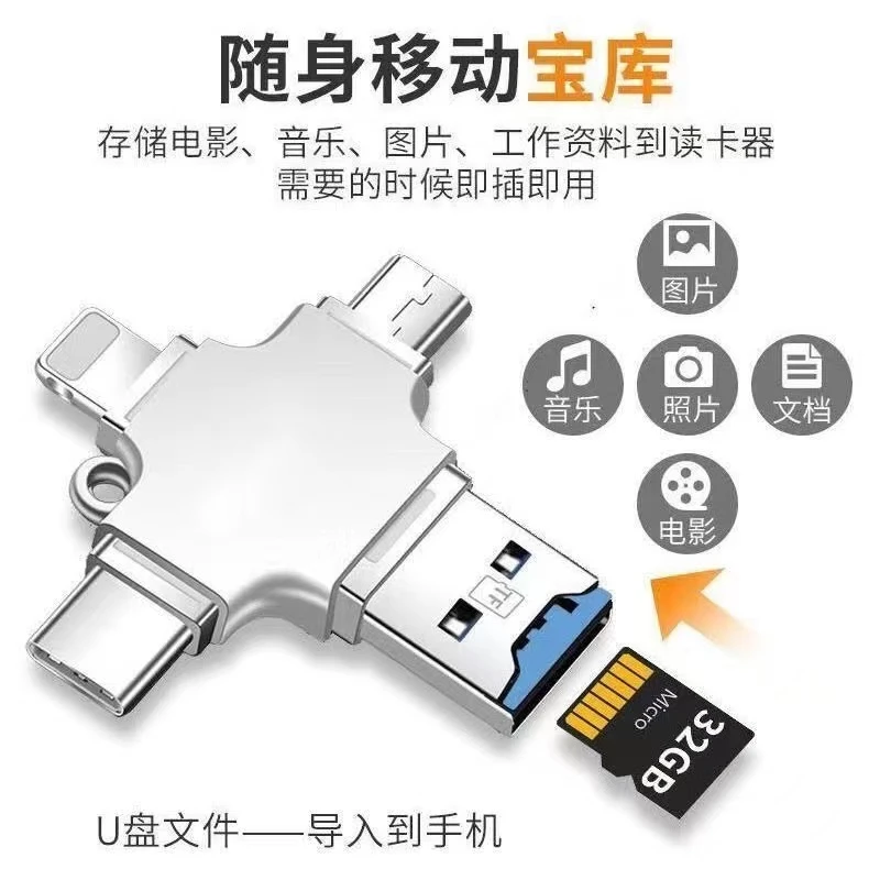 23新款读卡器使用于苹果安卓电脑Typec多种接口高速传输免驱动
