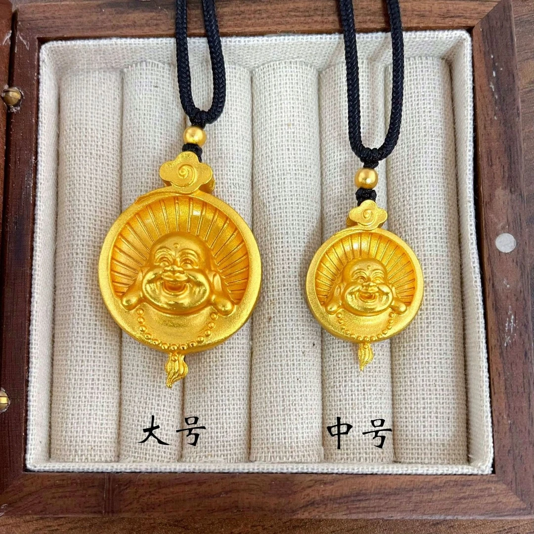 铜合金吊坠 精工爆款高保色笑口常开弥勒佛吊坠祥云笑面佛挂坠