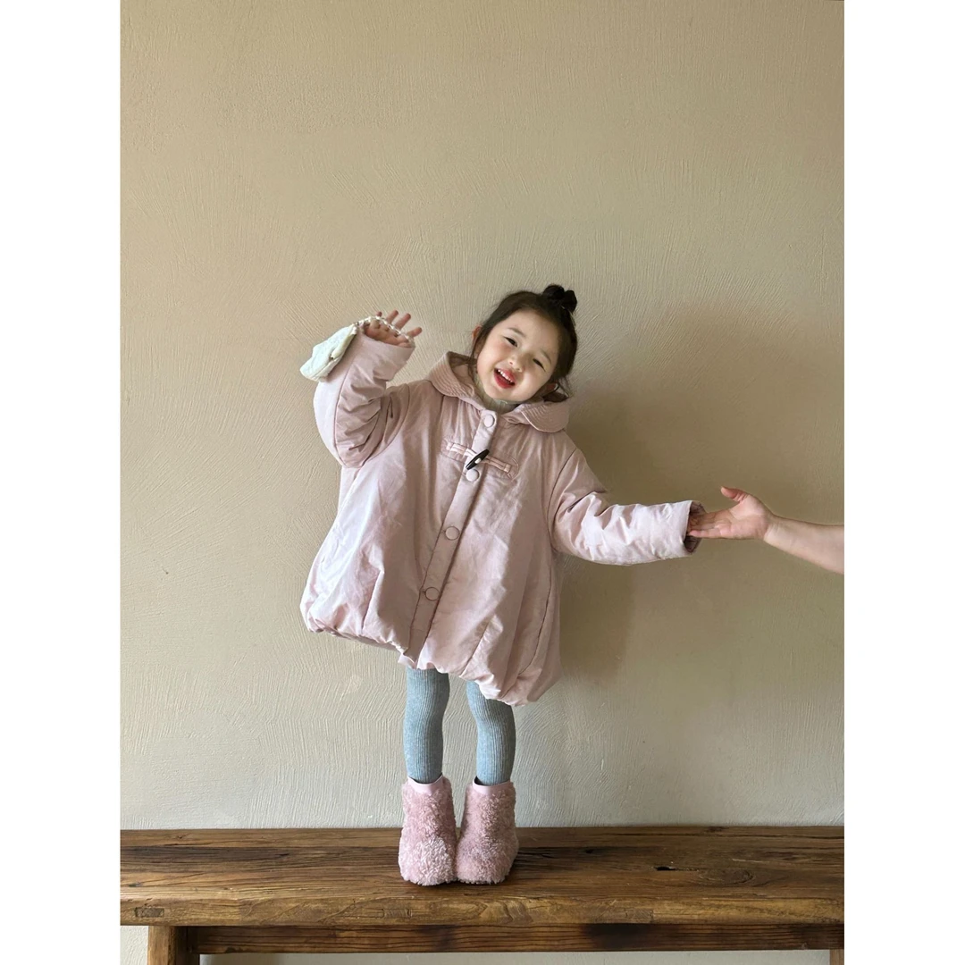 2024冬季新款棉服童装韩女童内里羊羔绒连帽棉衣一件过冬外套