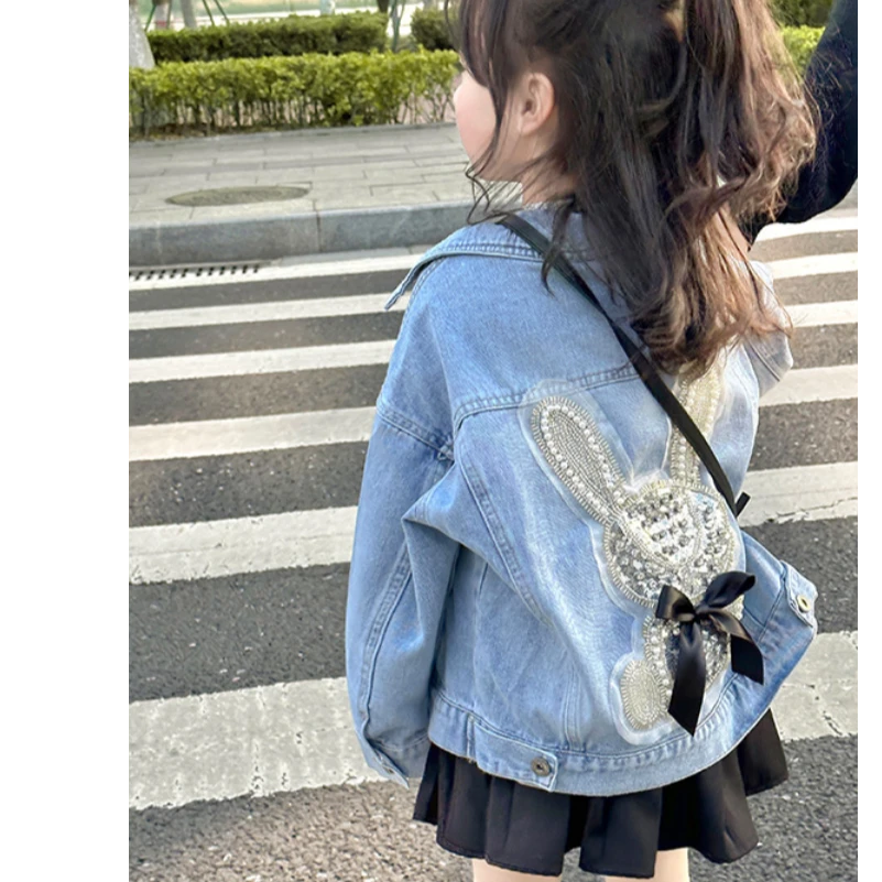 女童牛仔外套2024春秋新款小童春装洋气时髦网红炸街宝宝春季