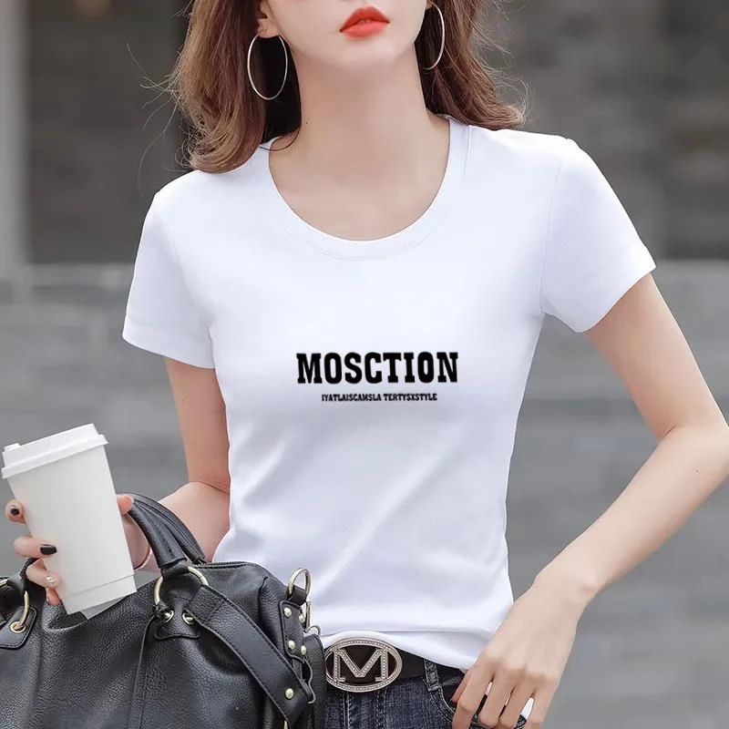 白色短袖t恤女2025新款夏季圆领修身百搭打底衫上衣半袖体恤