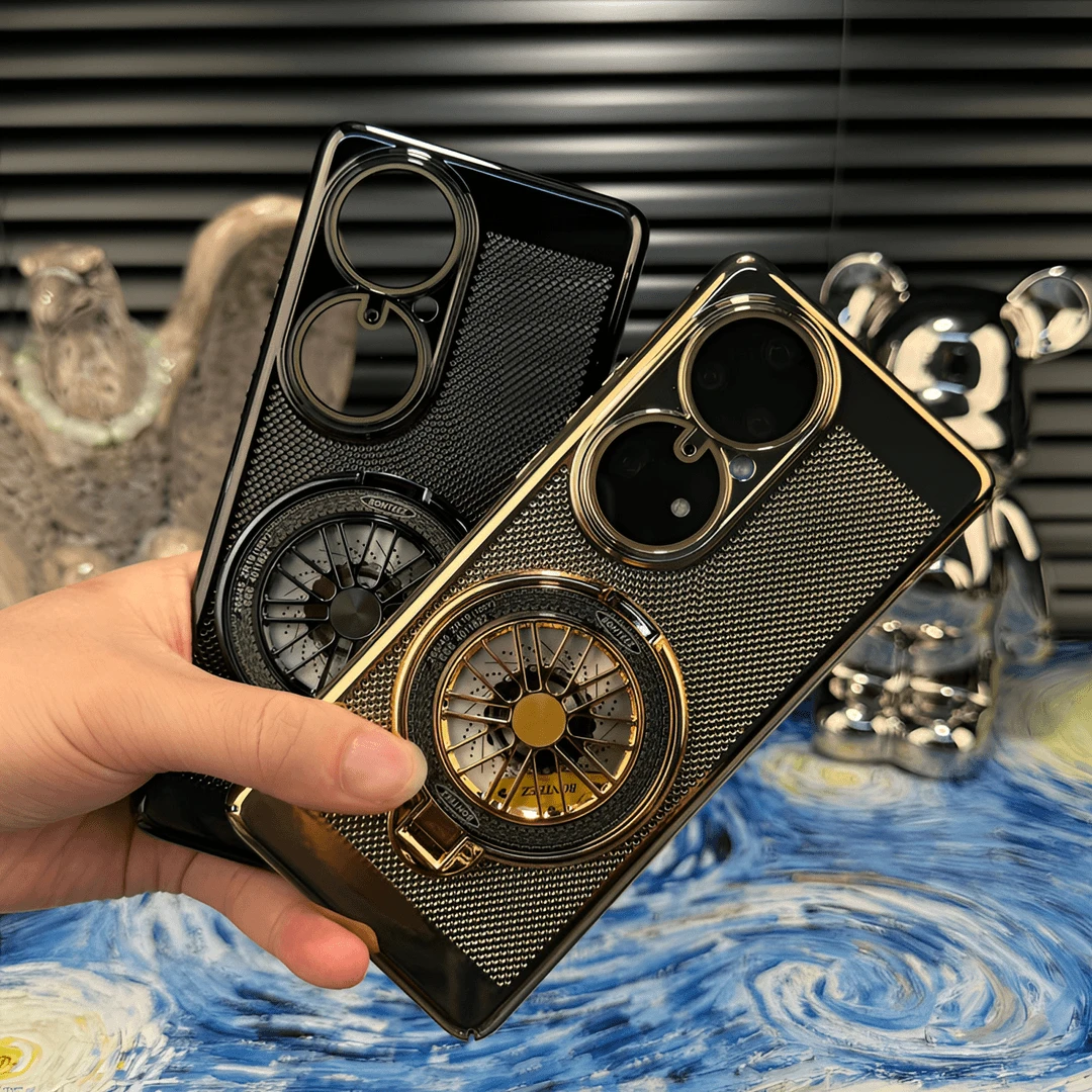 解压陀螺支架适用于华为P50pro电镀网格散热壳自带镜头膜防摔透气