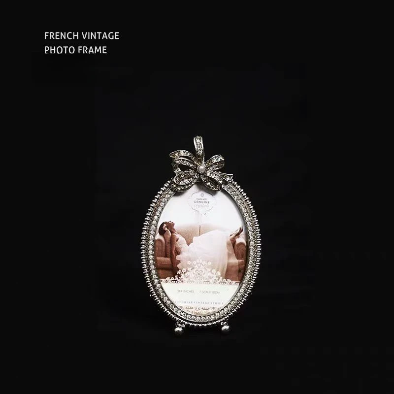 欧式巴洛克风格复古宫廷轻奢彩釉水钻合金蝴蝶相框摆台摄影道具