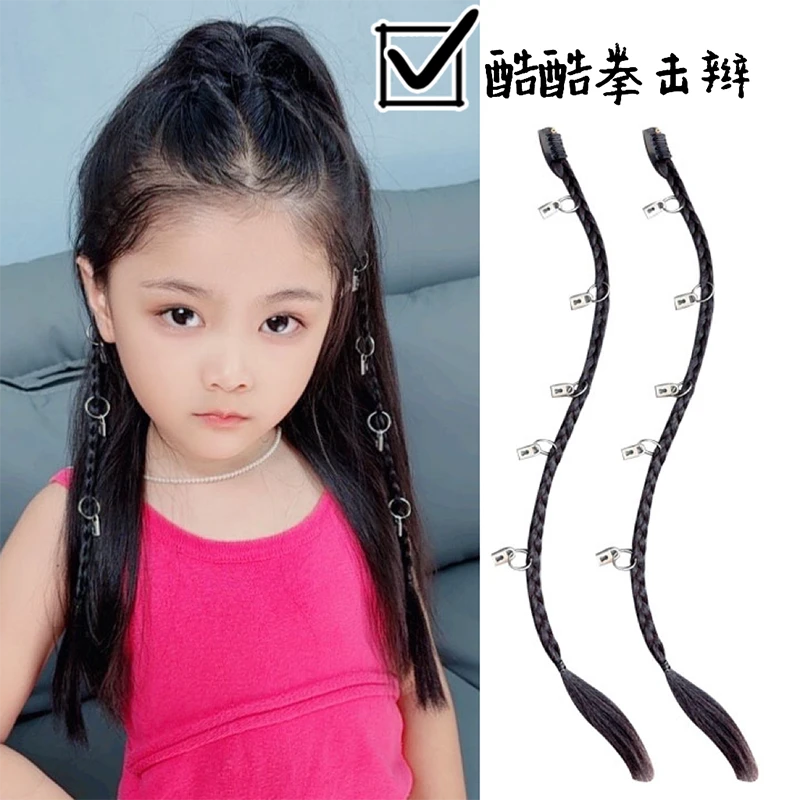 千禧辣妹假发辫子隐形麻花辫y2k编发小辫网红拳击辫环扣吊坠脏辫