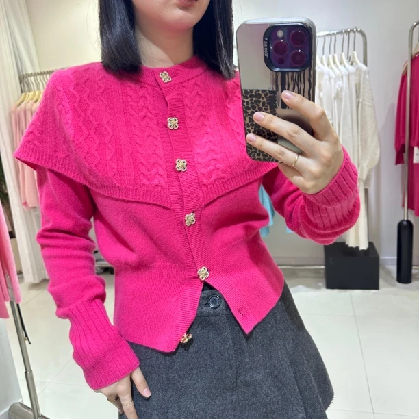 红姐严选斗篷披肩针织开衫31114