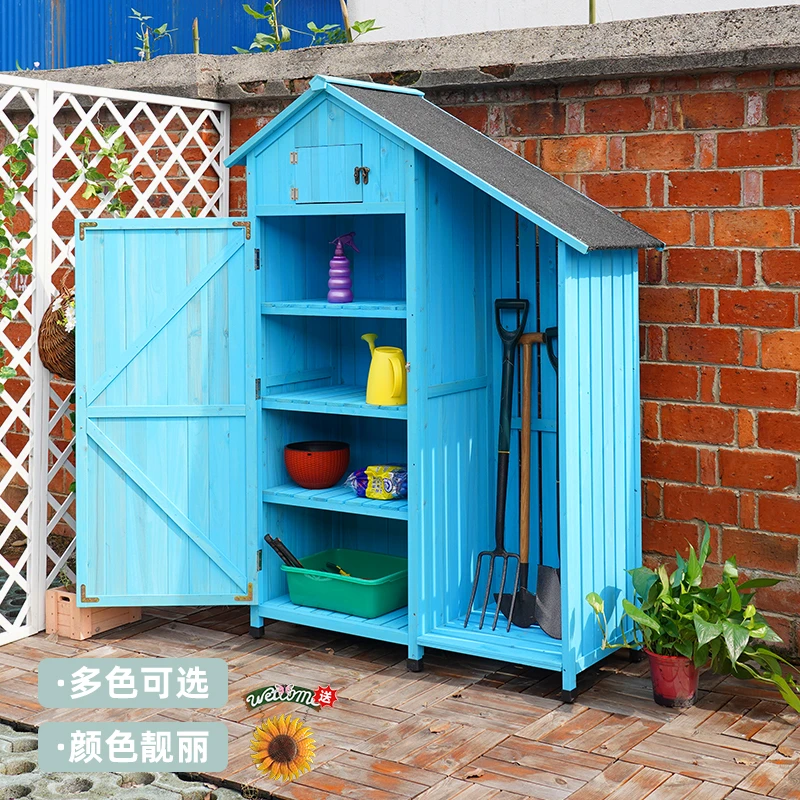 户外收纳柜多层储物柜收纳杂物间阳台庭院木柜工具储藏室家用柜子