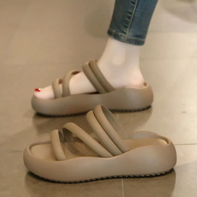 凉拖鞋女夏季外穿2023新款厚底沙滩凉鞋时尚女士孕妇踩屎感一字拖