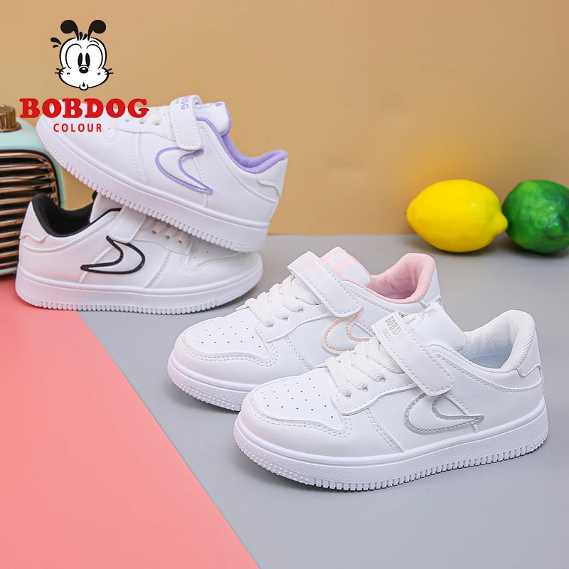BOBDOG COLOUR/巴布豆卡乐春季新款儿童板鞋皮面百搭小白鞋（西）3