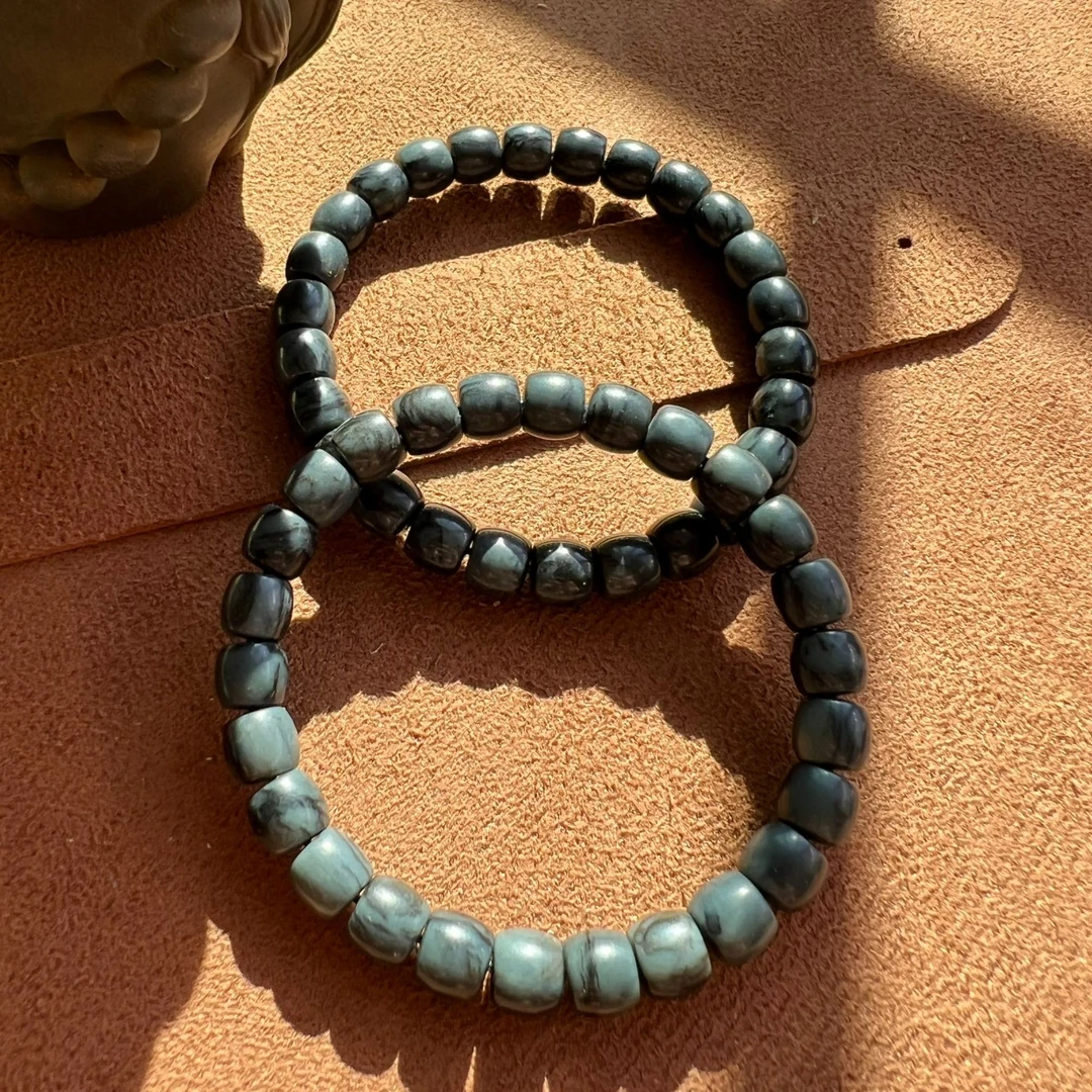 新疆和田玉青花直切8x7精工极限弧手串（多样性发货发一条）