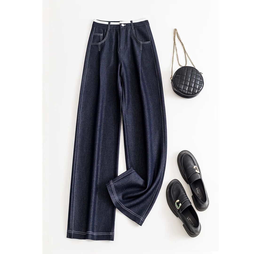 【炫彩丝】2025春夏新款高腰显瘦休闲百搭时尚阔腿裤垂感直筒裤女