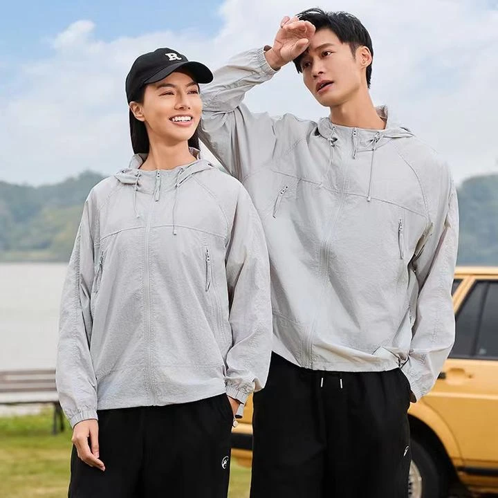 UPF50+夏季新品情侣款长袖轻薄户外运动防紫外线连帽防晒衣皮肤衣