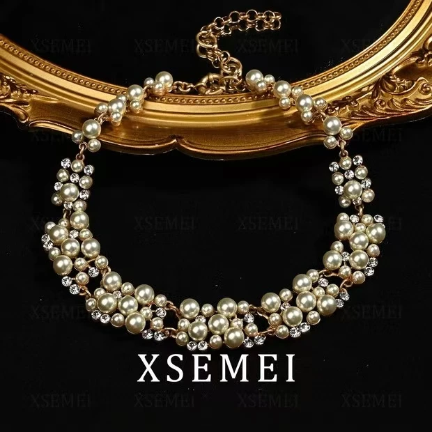 合金仿珍珠吊坠 合金仿珍珠精致复古项链时尚服装饰品配饰0008