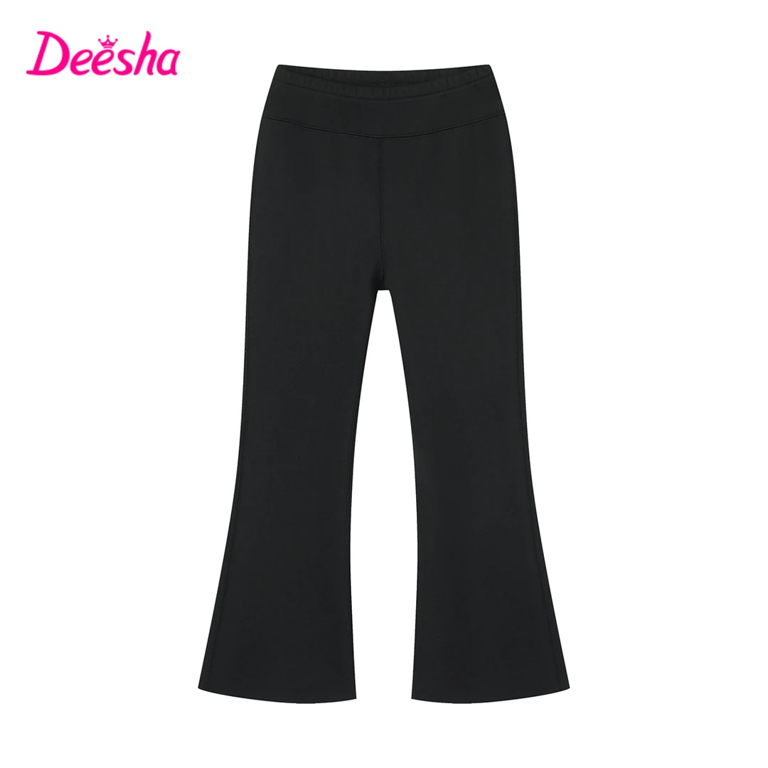 DEESHA/笛莎微喇休闲2024加绒加厚微喇叭裤子女童秋冬9M245A402