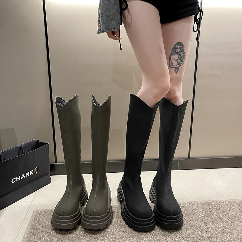 【薇儿专属】SIMIER骑士靴女谷巴伦厚底英伦风秋季高筒长靴不过膝1