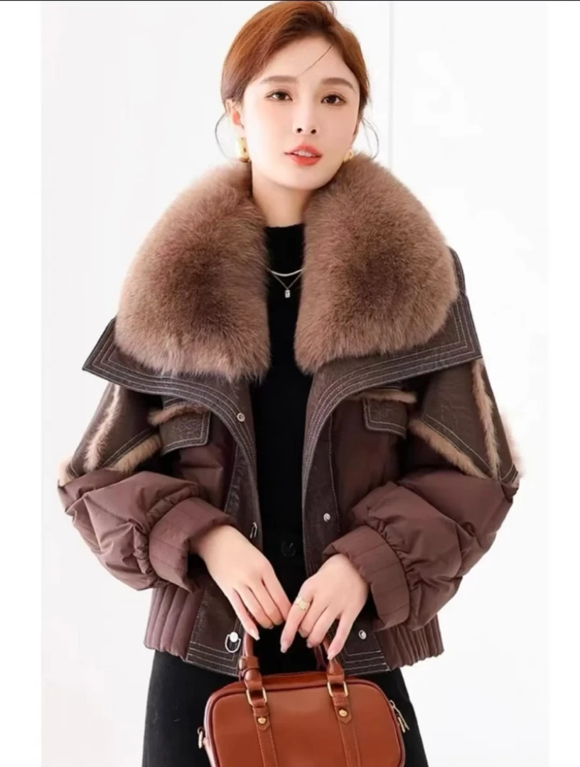 2024新款鹅绒服狐狸毛领可拆卸皮毛一体