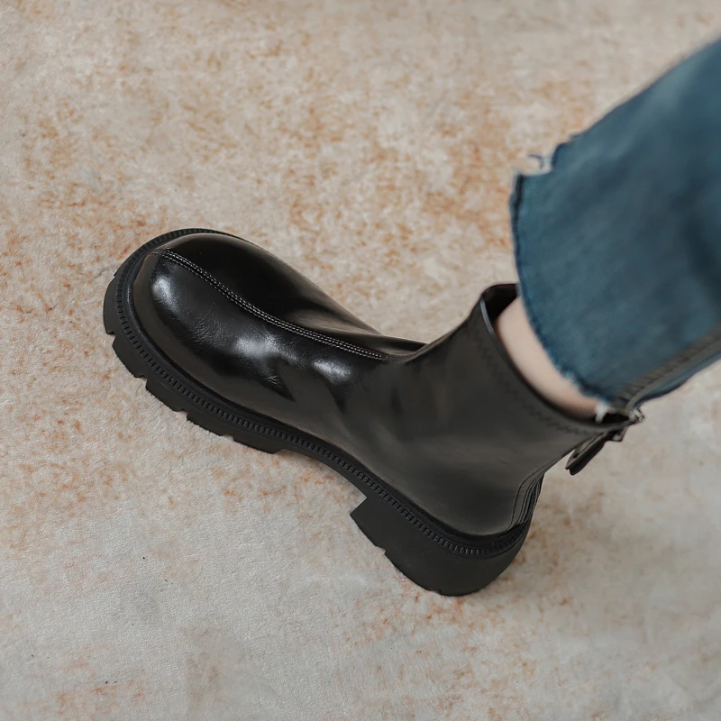 百搭小个子马丁靴女2023年新款秋冬厚底英伦风棕色加绒瘦瘦靴短靴