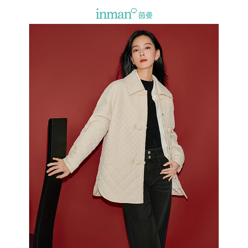 【雅丹风】茵曼春季新中式轻薄绗缝夹棉保暖棉衣时尚宽松衬衫式