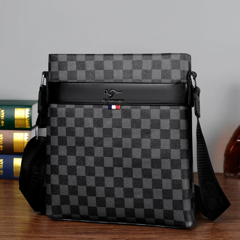 轻奢格纹男包斜挎包新款男士包包单肩商务休闲包潮流韩版斜跨背包