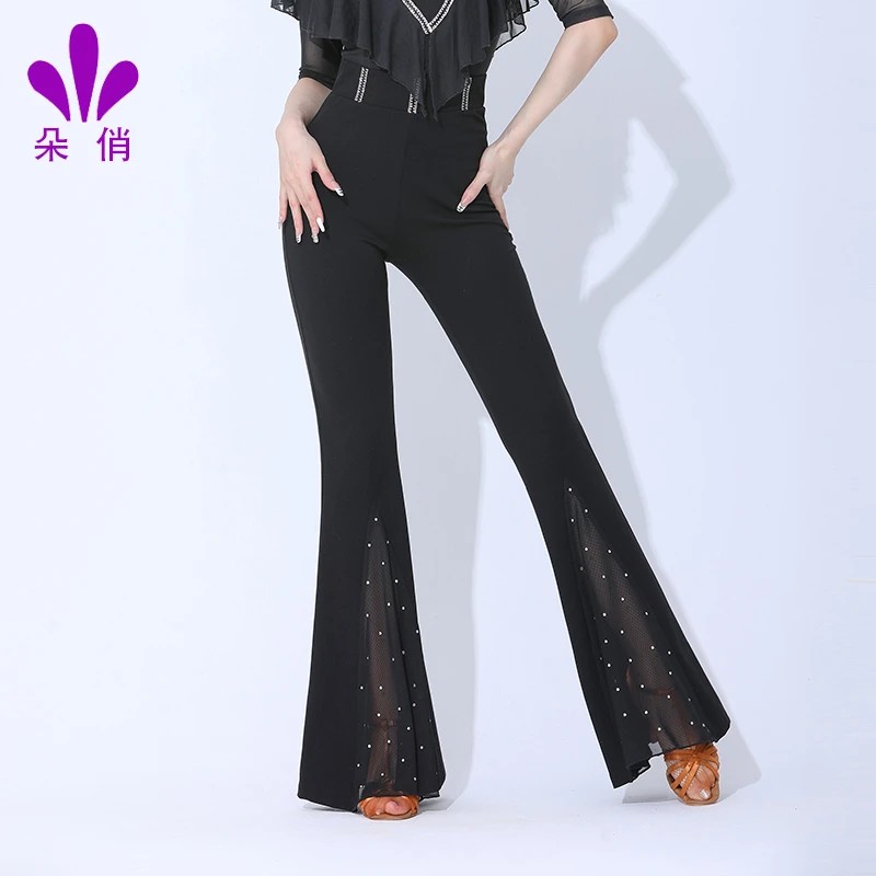 朵俏拉丁舞练功服舞裤女新款舞蹈服喇叭裤国标舞裤子专业跳舞长裤