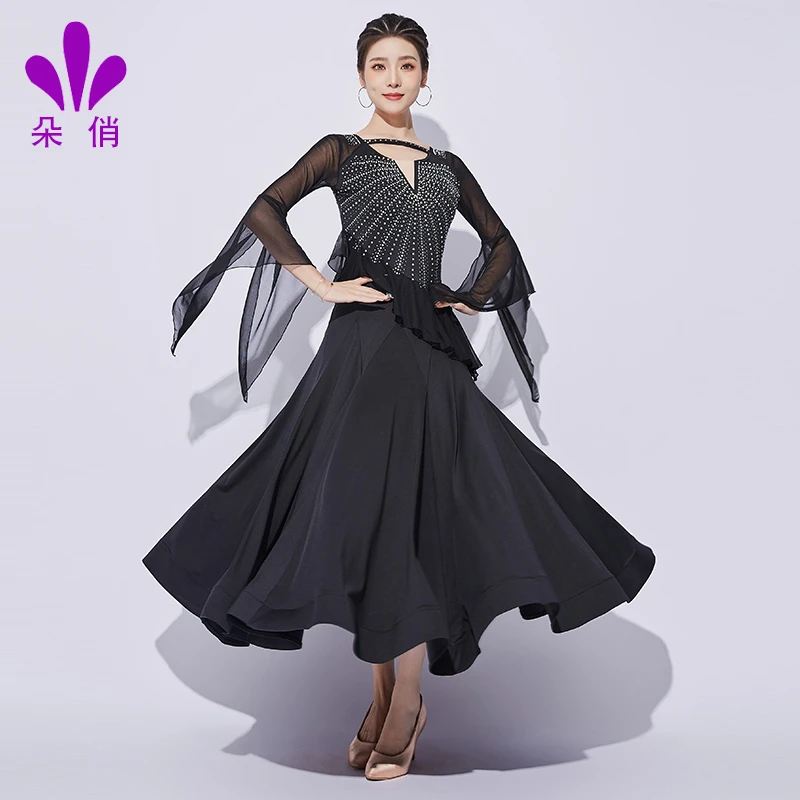 朵俏摩登舞服连衣裙国标舞练功服高级大摆裙舞蹈服专业交谊舞裙子