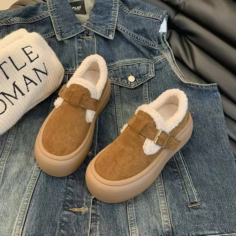 FMX2024新款棉鞋休闲时尚雪地靴女加绒加厚保暖靴子防滑厚底鞋