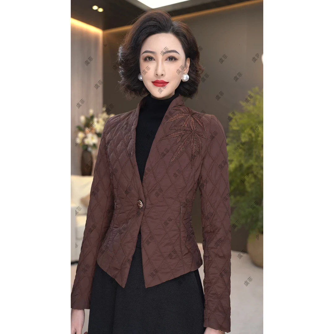 2025冬季三维螺旋纤维填充物丝绒骨线菱形格绗绣绗棉棉衣WF2085H