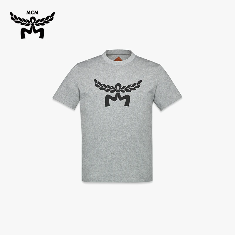 MCM COLLECTION 男士短袖T恤纯色款男上装灰色圆领T恤衫舒适春夏