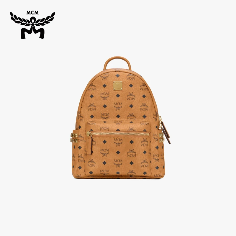MCM STARK 小号侧边铆钉百搭经典中性双肩书包潮流背提包单肩背包