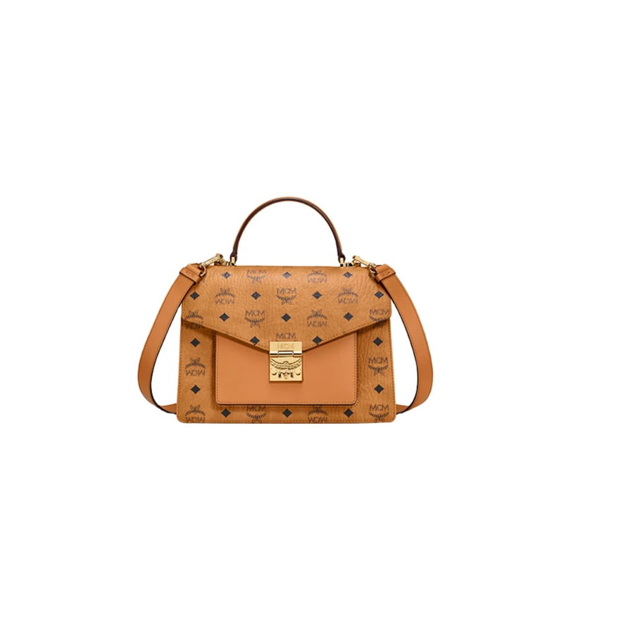 MCM TRACY 经典印花女士中号斜挎包时尚百搭单肩棕色肩包