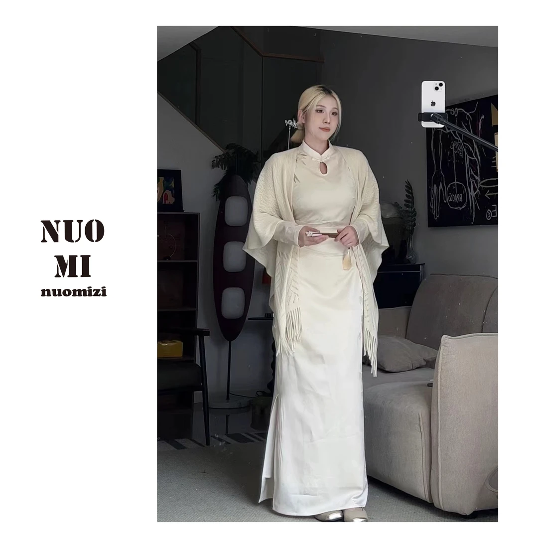 ZOZ糯米子[映竹]连衣裙女清冷感复古旗袍长裙