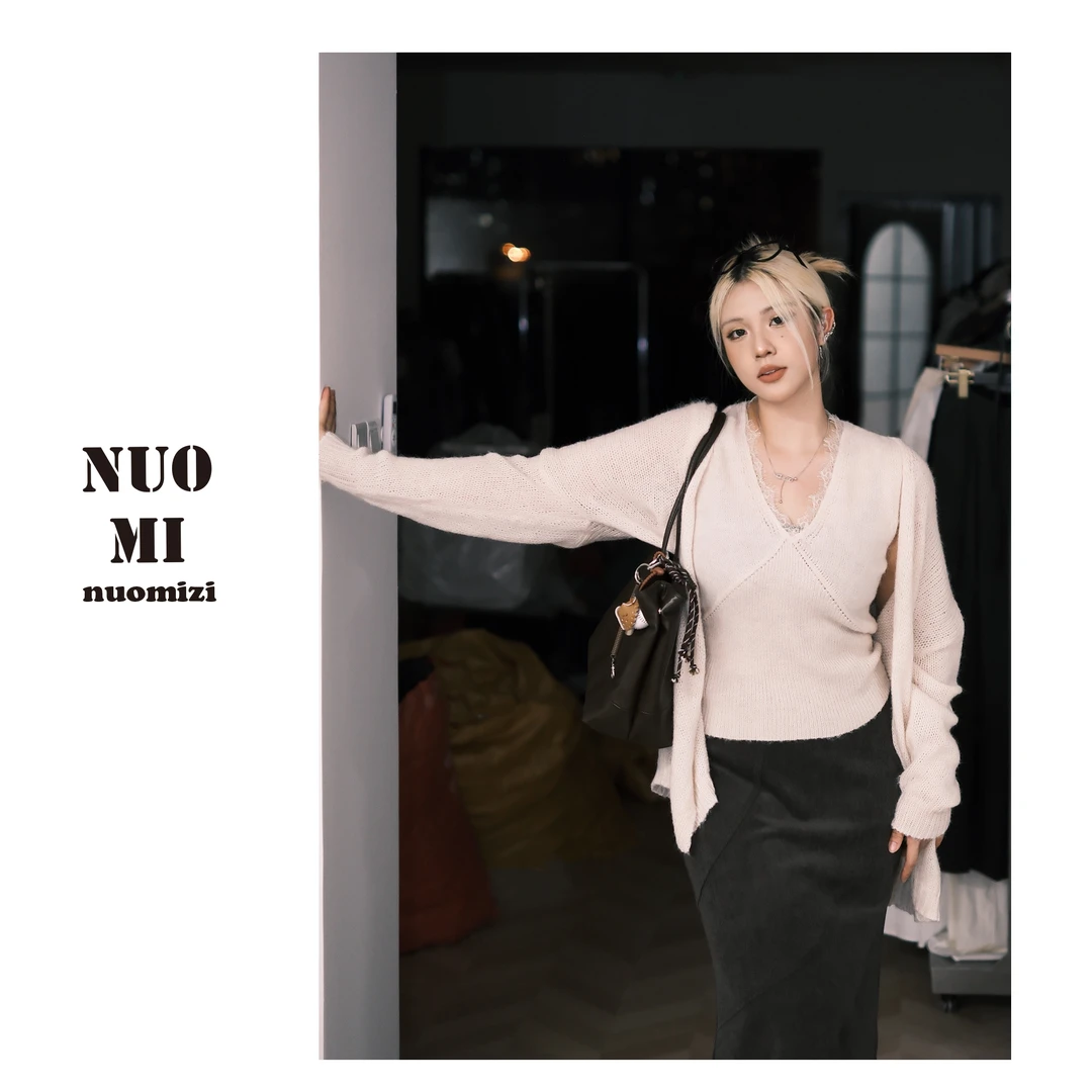 ZOZ糯米子[温柔十里]毛衣外套女秋冬2024新款慵懒风过膝针织开衫