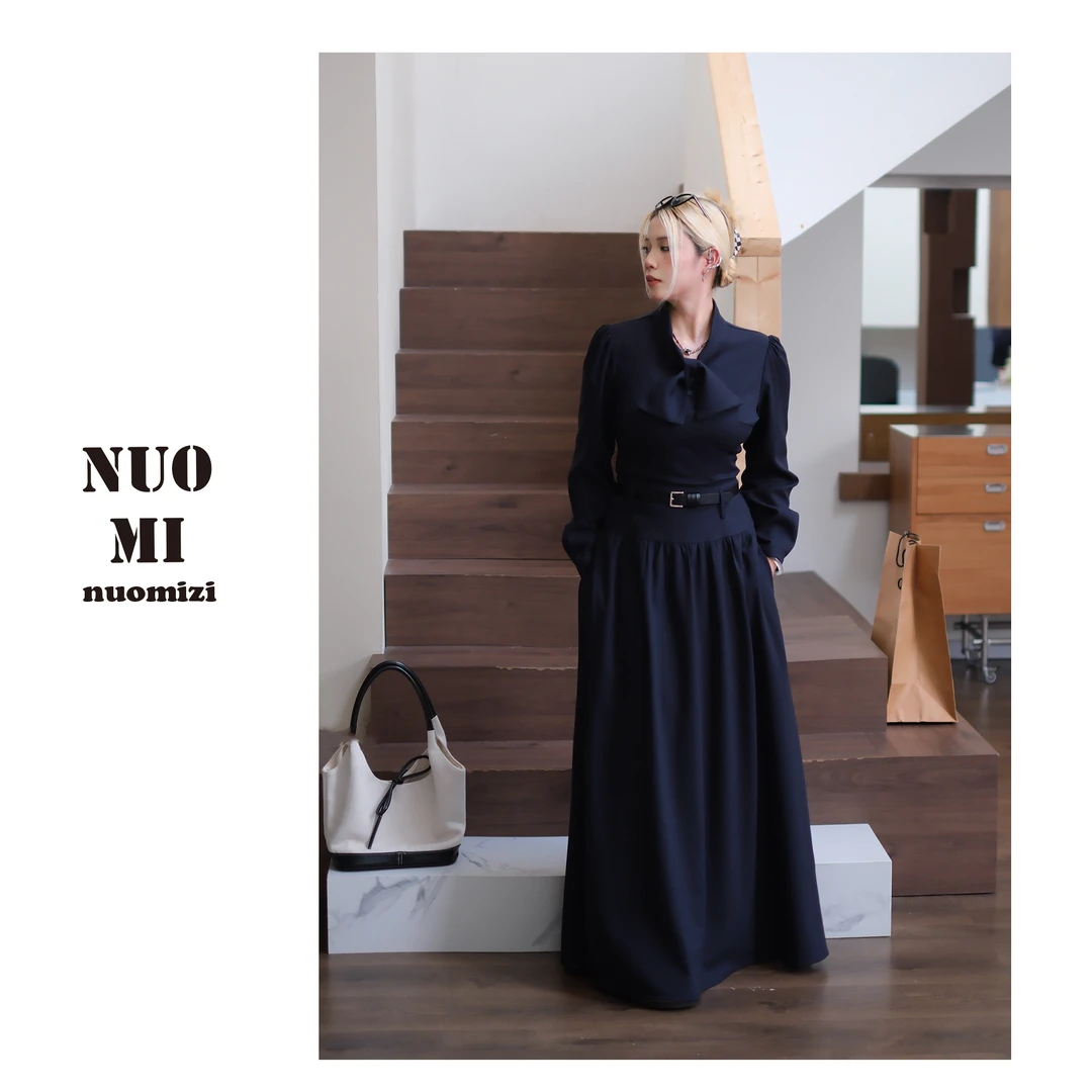 ZOZ糯米子[蓝调时光上衣]休闲气质翻领衬衫女蝴蝶结甜美小衫