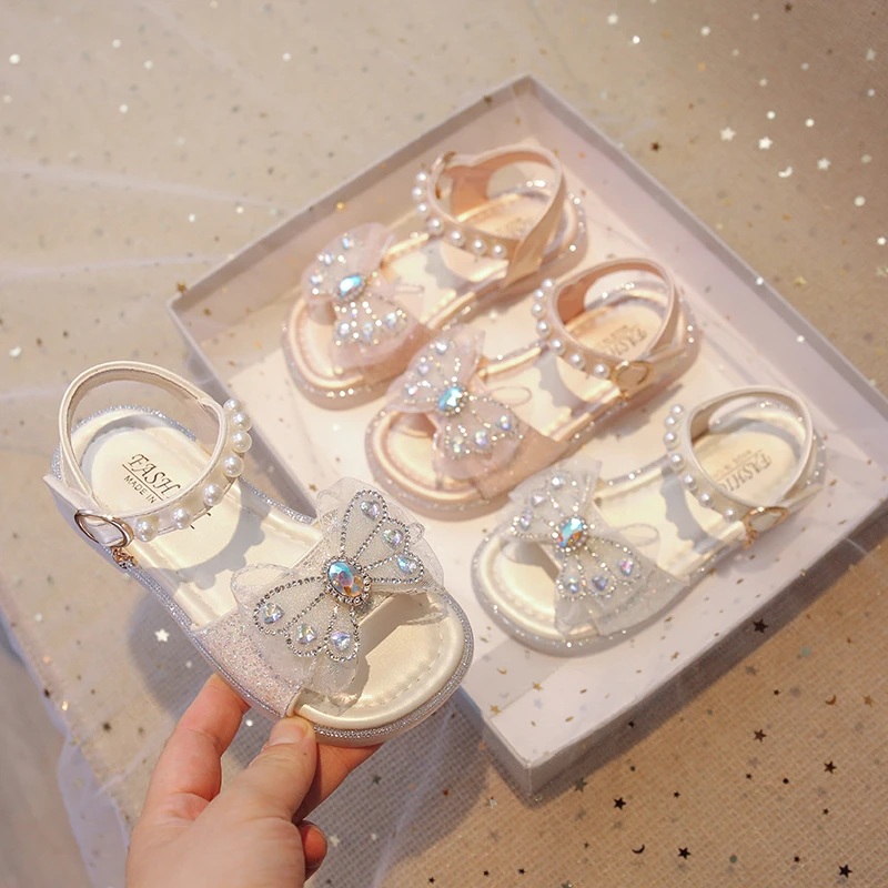 女童凉鞋蝴蝶结公主鞋儿童网红时尚宝宝夏季软底小童小女孩