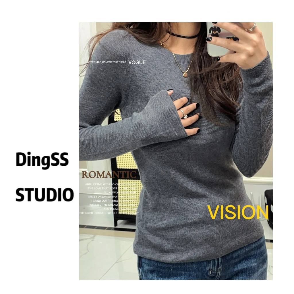 【珊珊推荐】秋冬韩风多色圆领百搭针织打底衫