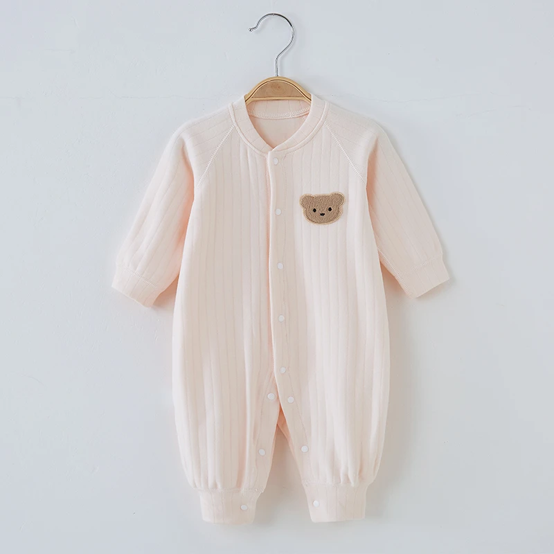 【泡芙熊】a类秋冬舒绒长袖连体衣婴儿纯棉睡衣宝宝加厚哈衣无骨