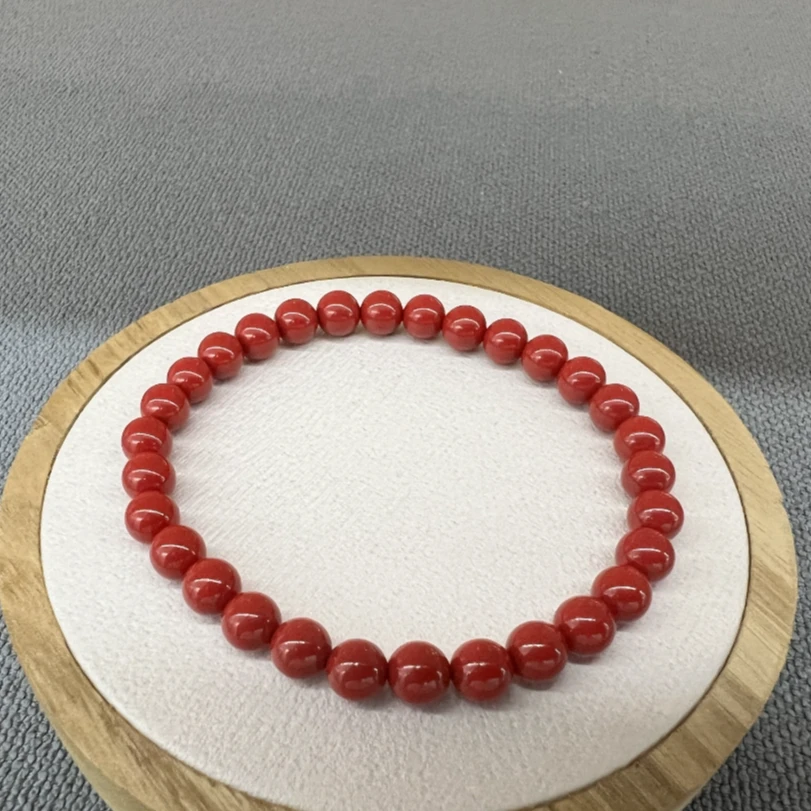 天然辰砂(红砂)朱砂手串 珠径6-6.5mm 手围15cm 总约16g