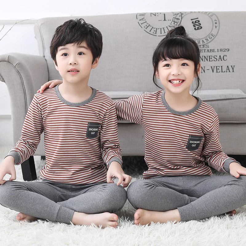 儿童纯棉秋衣秋裤男女童秋冬薄款内衣套装中小童打底内穿线衣线裤