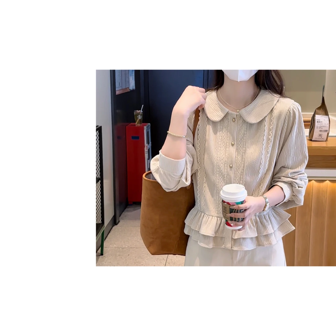 BK STUDIO 春季新款法式荷叶边可外穿内搭设计感小众上衣