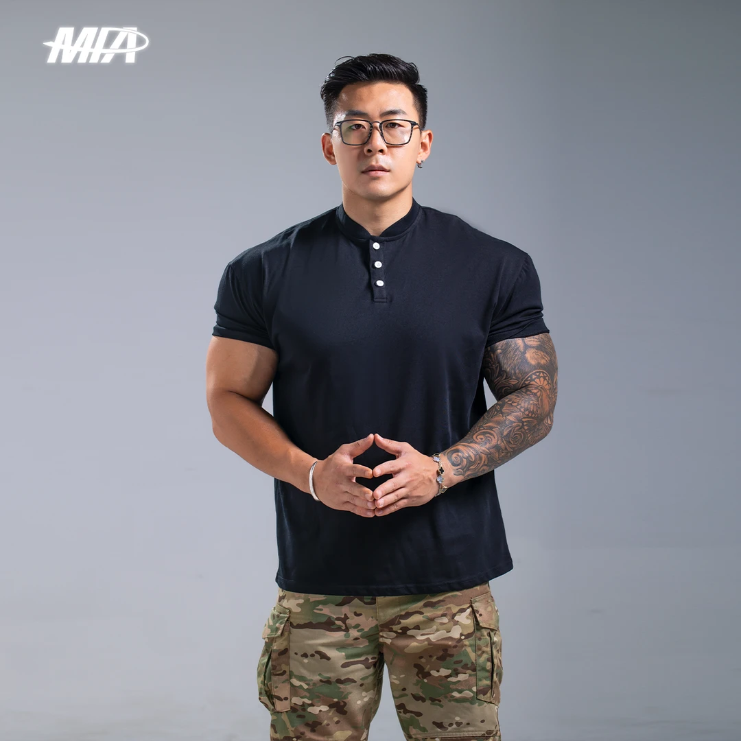 MPA美式亨利领运动户外休闲凉感速干透气健身训练T恤（随机发）