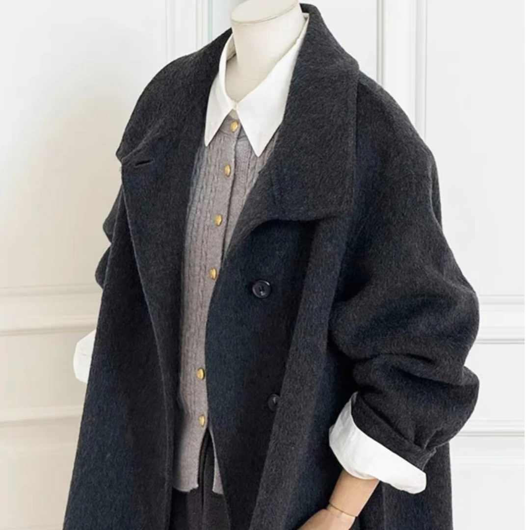 【开工大吉短款破价清货】25年早春款时尚气质百搭修身双面羊毛外套