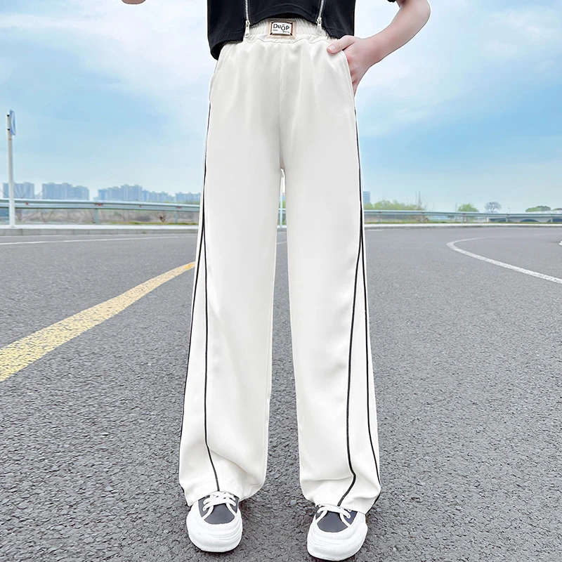 女童裤子夏季薄款2025新款夏装中大童休闲直筒垂感宝宝儿童阔腿裤