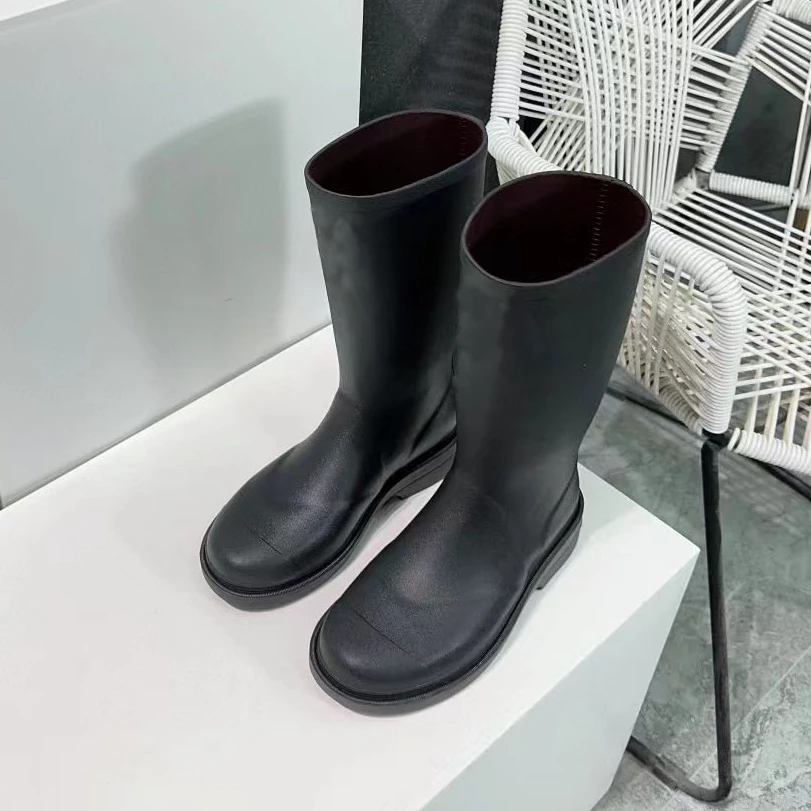 【JJZ360】定制2024新款复古长筒雨靴秋季百搭骑士靴