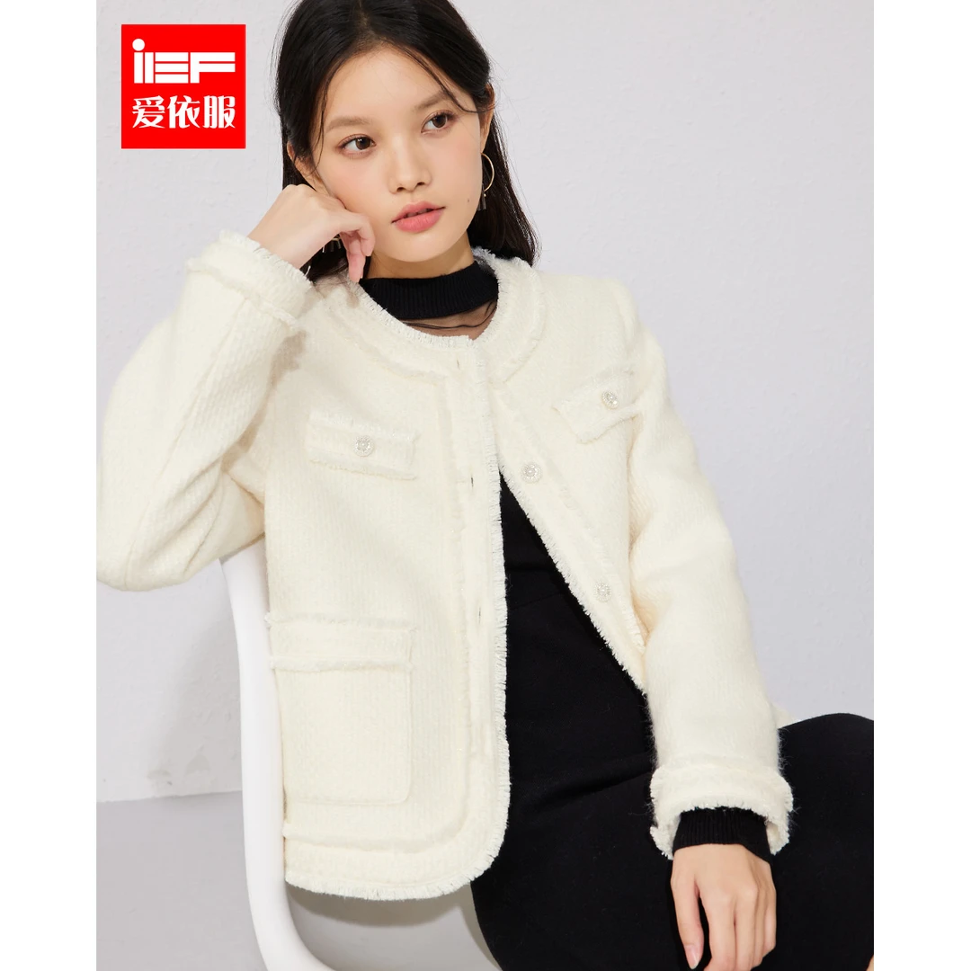 IEF/爱依服2023新款秋季气质休闲小香风外套女短款加厚女秋款秋冬