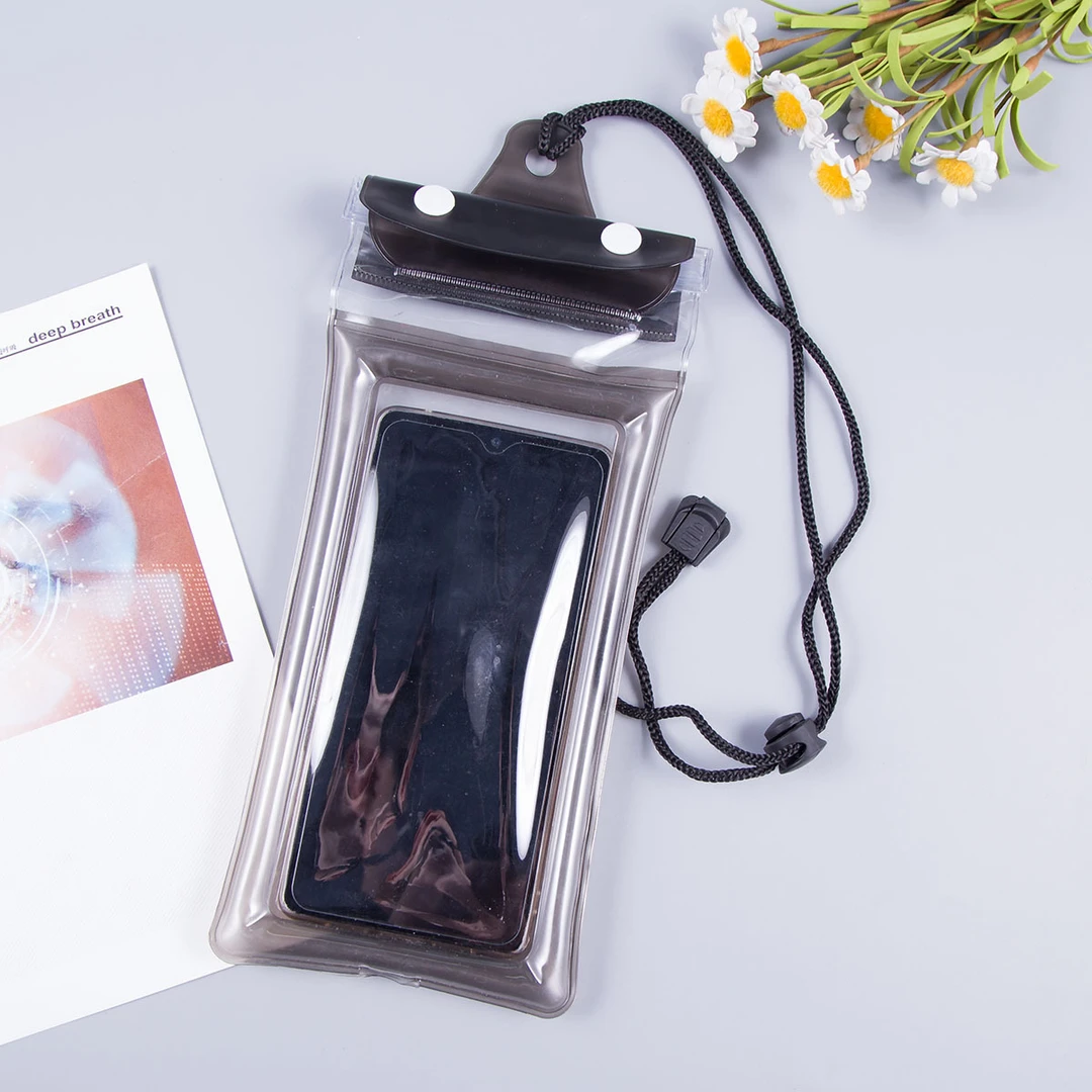 三折手机防水袋气囊囊魔术贴可触屏游泳温泉密封条防水套挂脖浮力