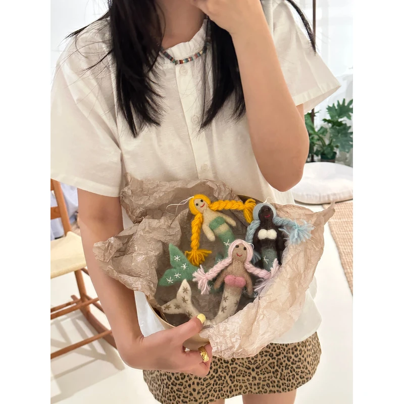 手工羊毛毡挂件钥匙扣ins同款毛绒动物【美人鱼】可爱包挂件礼物