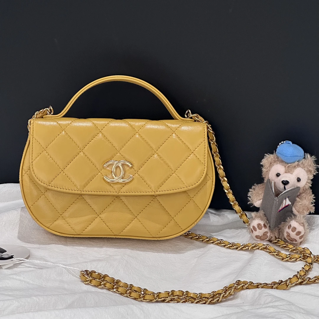 99新 Chanel/香奈儿 Chanel 23A小号元宝链条包芒果黄